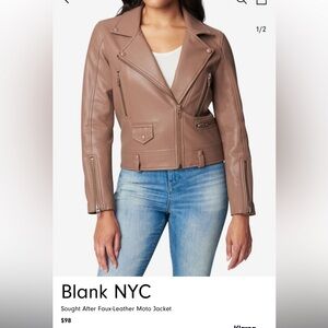 Blank NYC Tan Faux Leather Jacket Brand New